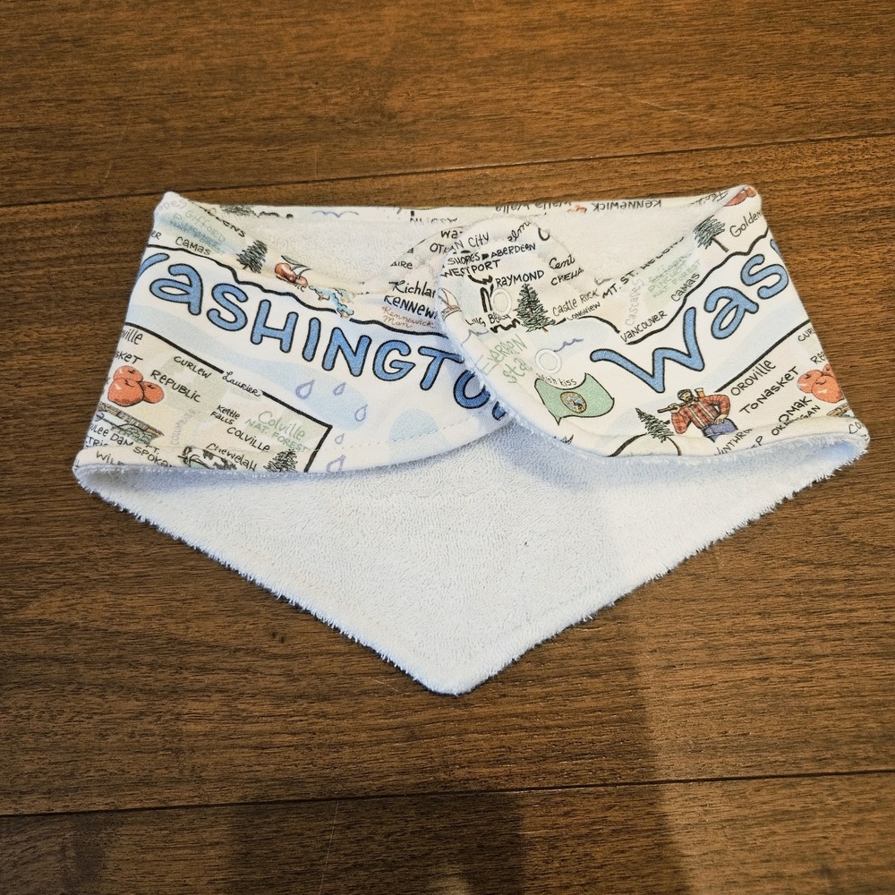FishKiss State of Washington Bandana Bib Pima Cotton Baby Bib Fish Kiss Brand - Picture 2 of 9